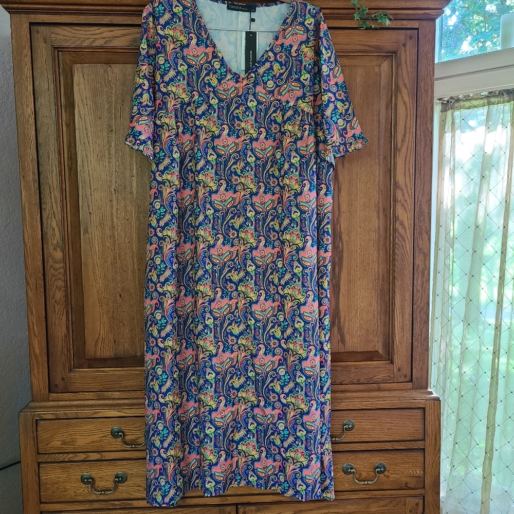 Zanzea Collection Paisley Floral Maxi Dress XXL